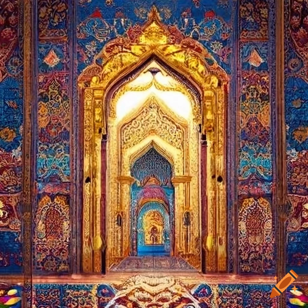 Golden temple doorway with a persian carpet