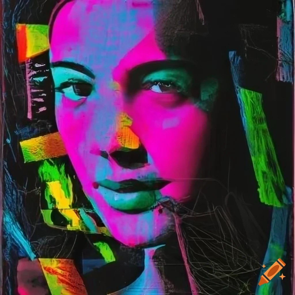 surreal portrait with graffiti style overlay