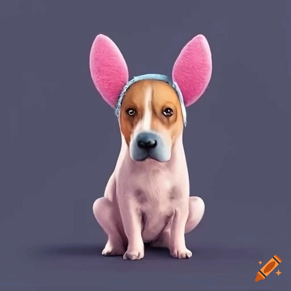 Cute dog with pink ears on mars on Craiyon