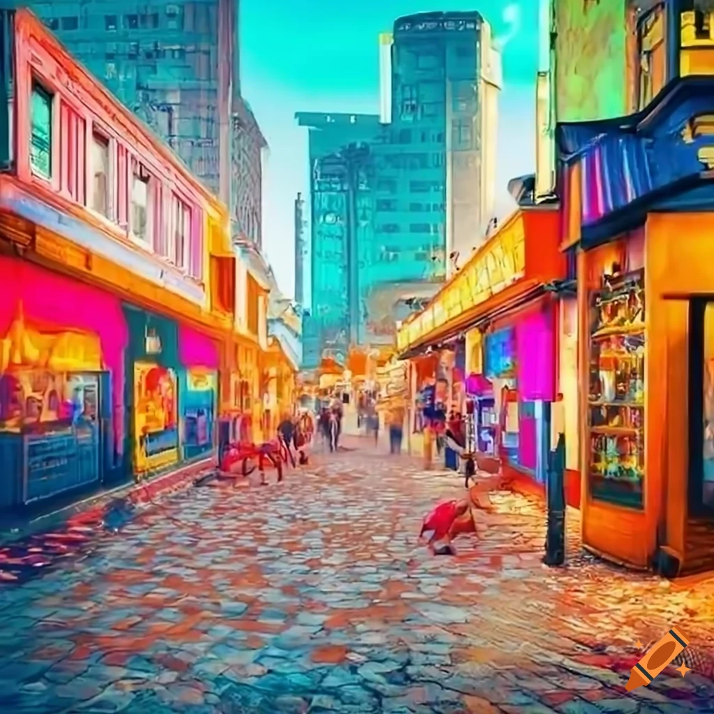 digital-art-of-a-vibrant-beach-street-with-a-hamburguer-shop-and-an