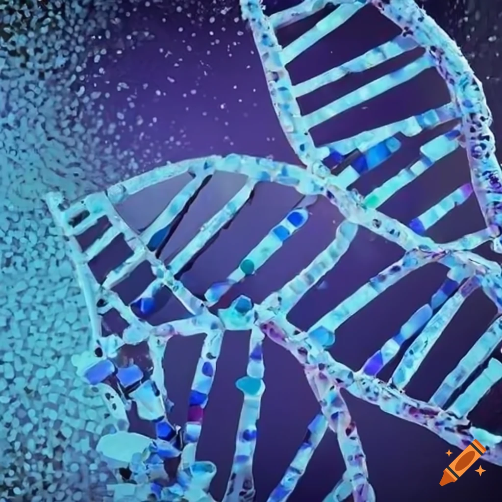 mosaic of DNA created with glass pieces