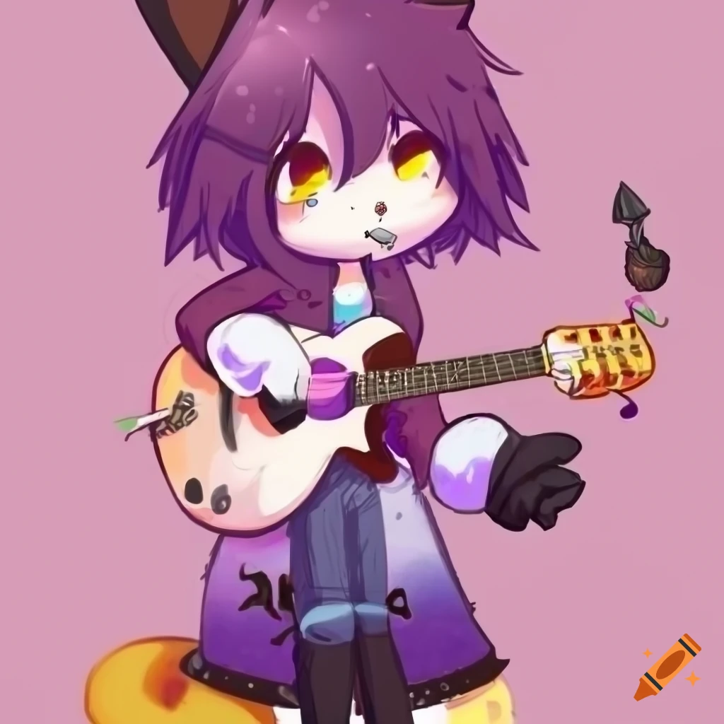 chibi Sanrio style furry musician character