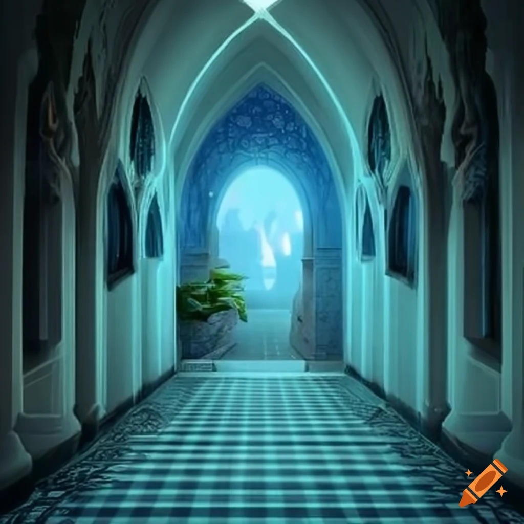 Hallway of a fantasy world house on Craiyon
