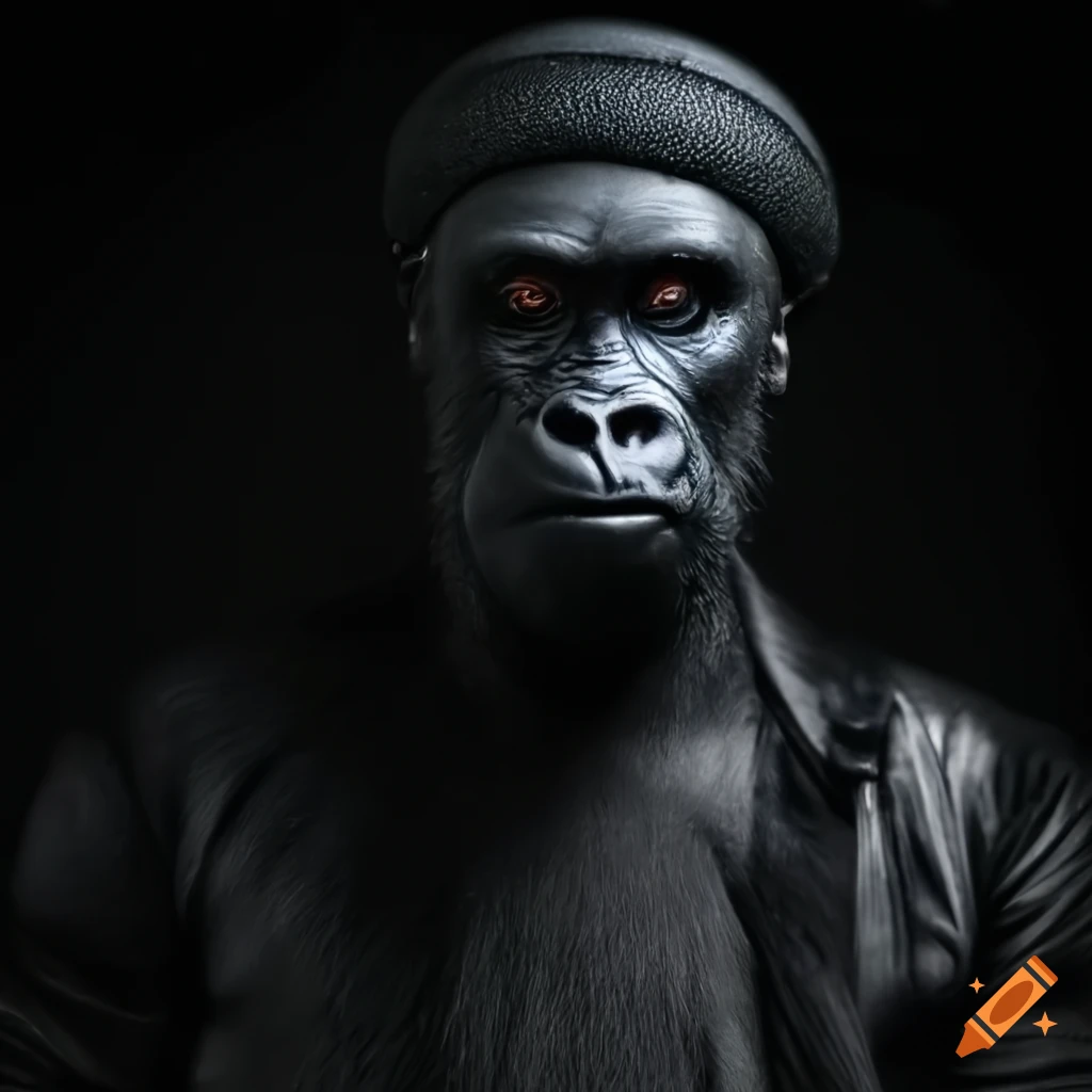 Adorable smiling gorilla wearing a hat on Craiyon