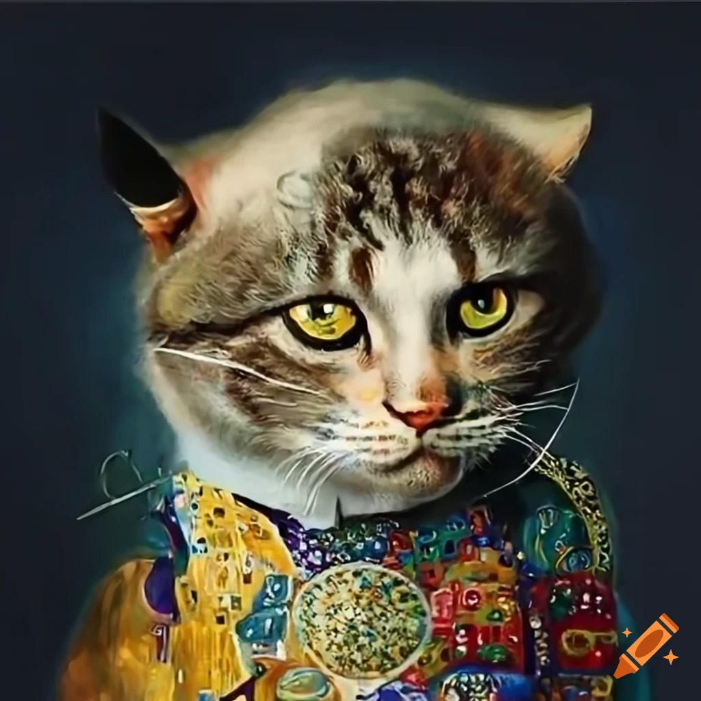 Kyungsoo from exo holding a cat in gustav klimt style on Craiyon