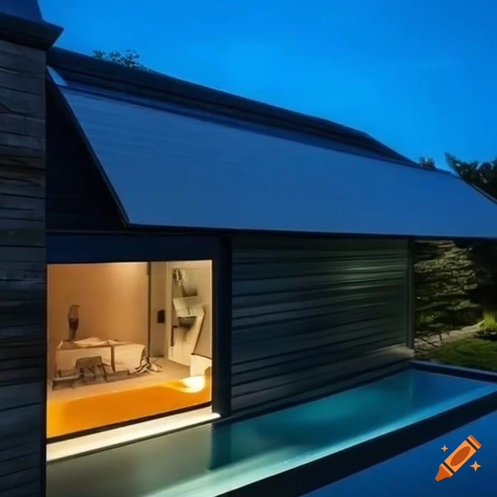 modern house with roller-shutter and swimming pool