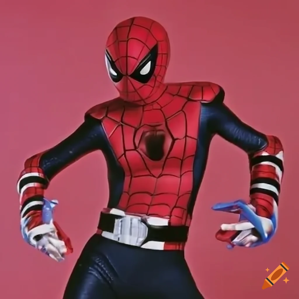 Spiked hair spider punk spiderman mask wearing vest playing guitar on  Craiyon