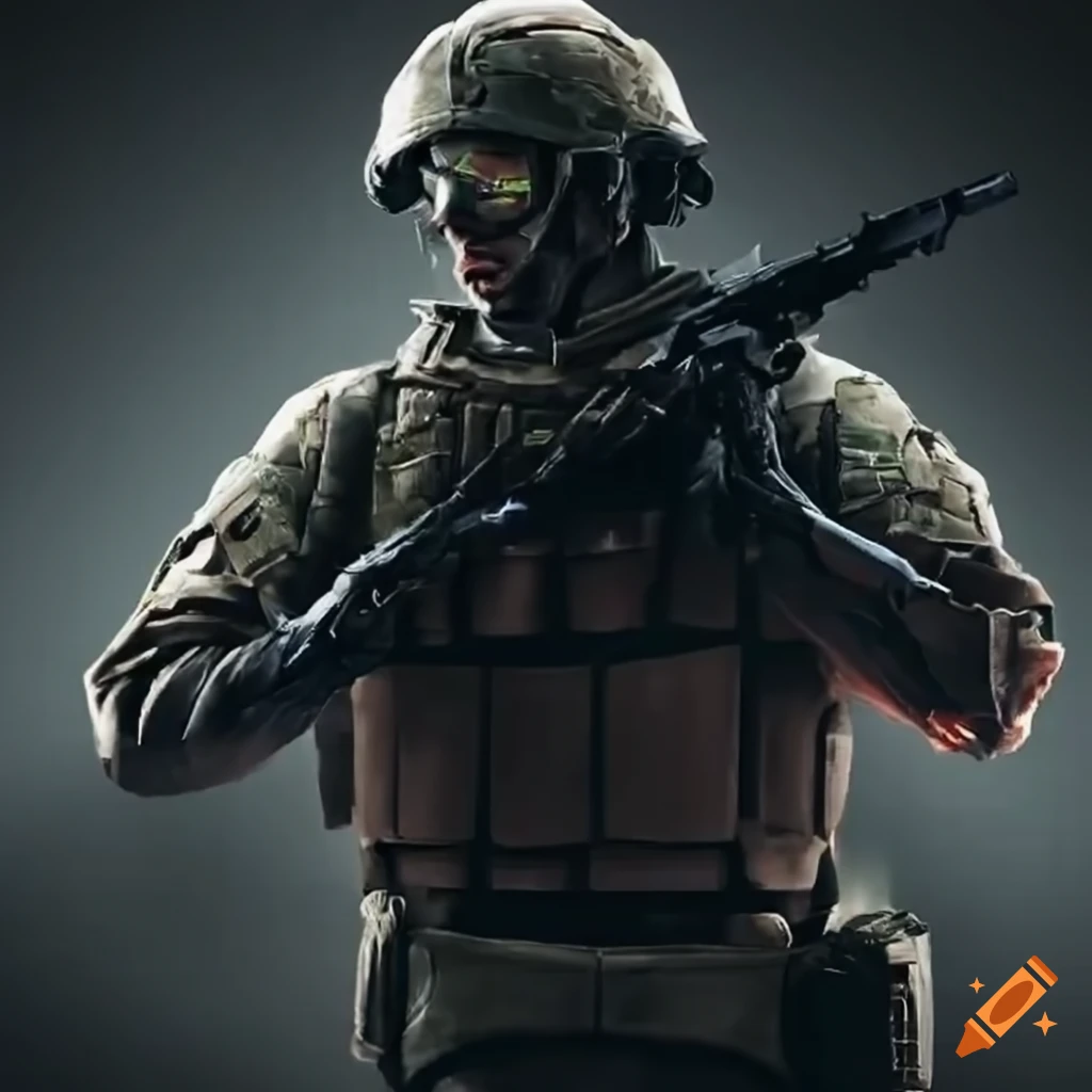 Futuristic soldier from saudi arabia wearing black tactical gear