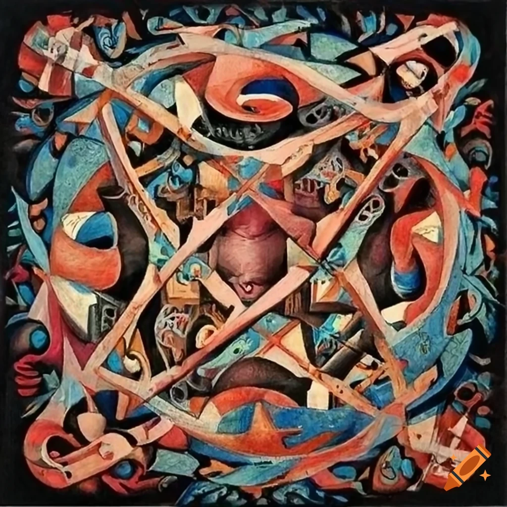intricate Escher-inspired painting