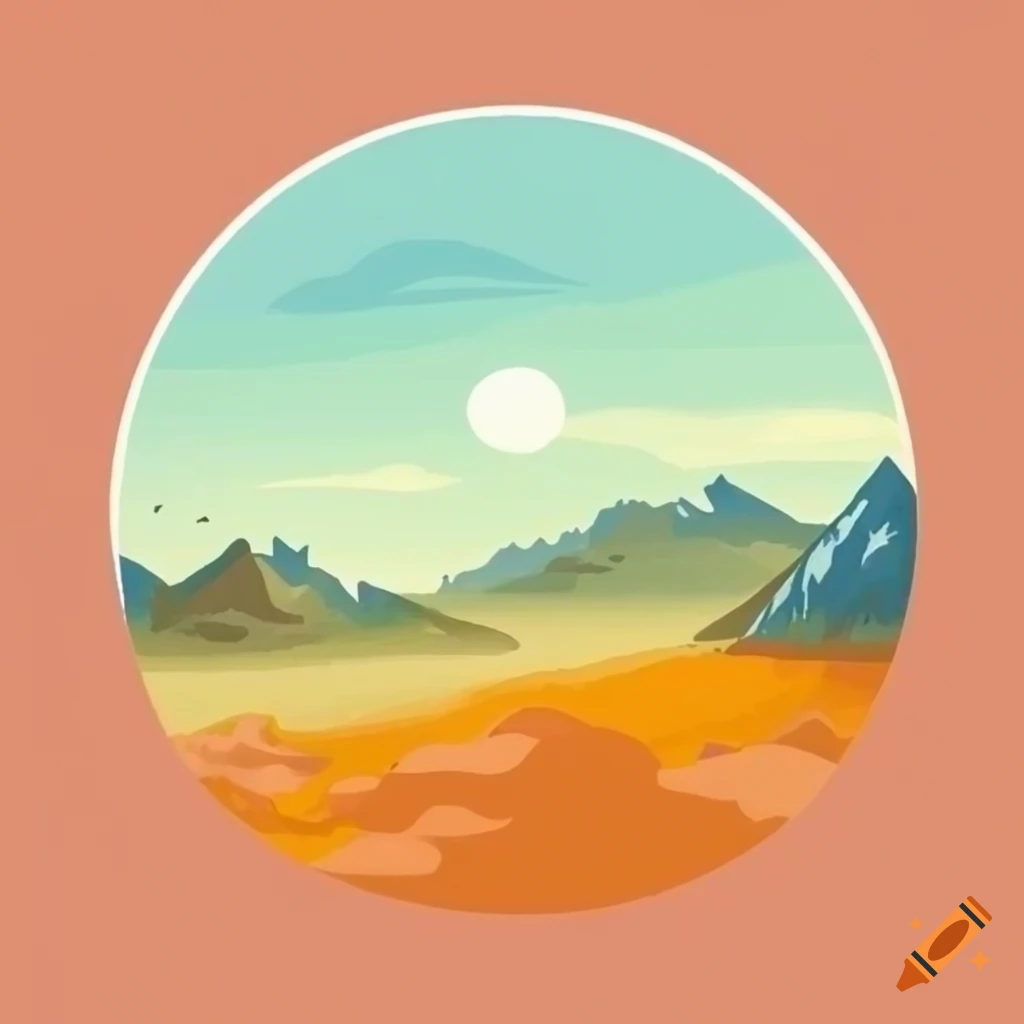 dibujo del atardecer en un paisaje alienígena