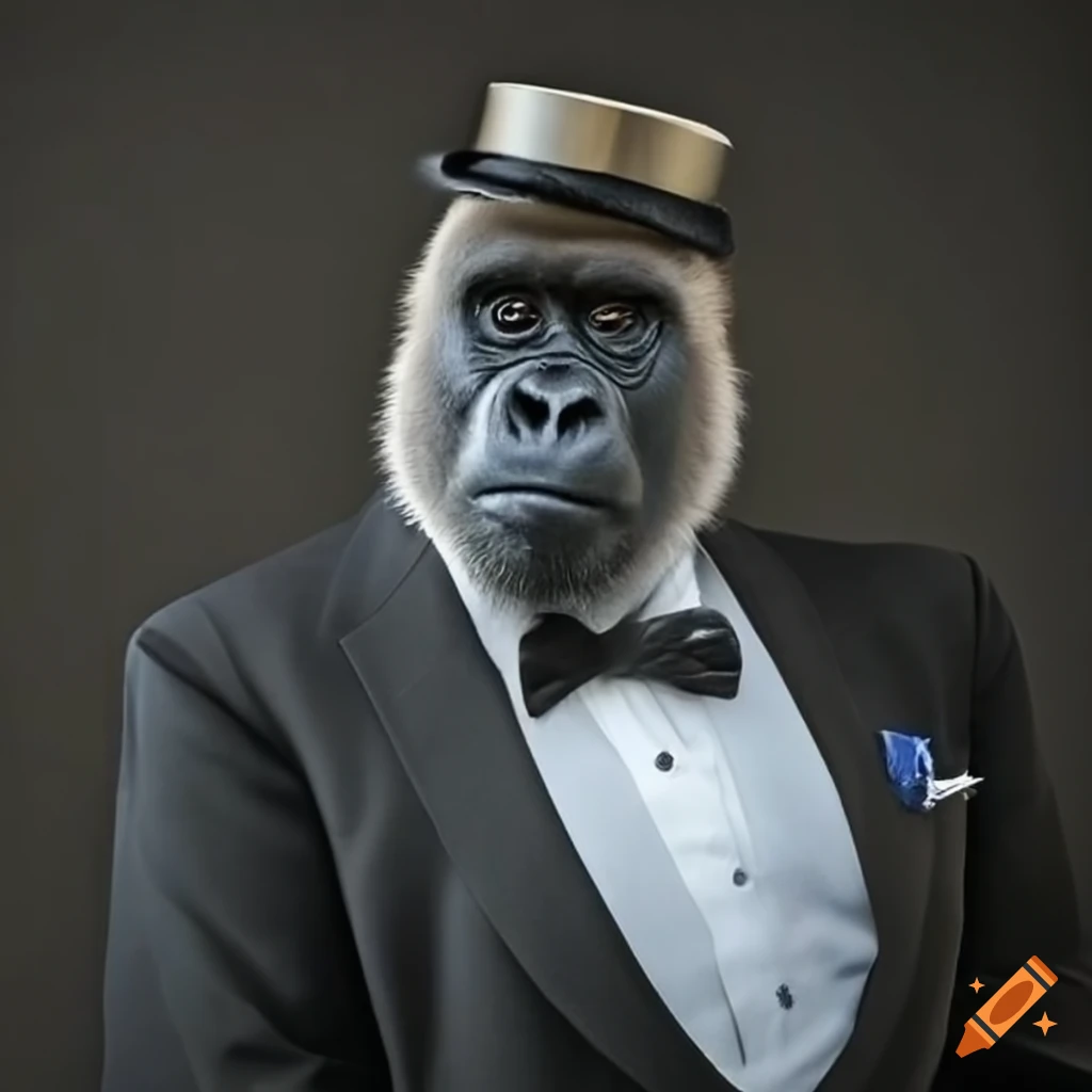Gorilla wearing a business suit and tie on Craiyon