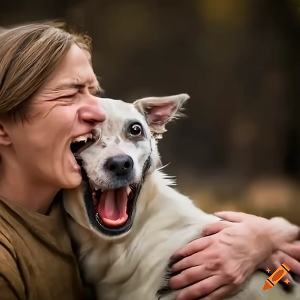 Humorous image of a laughing dog and crying owner on Craiyon