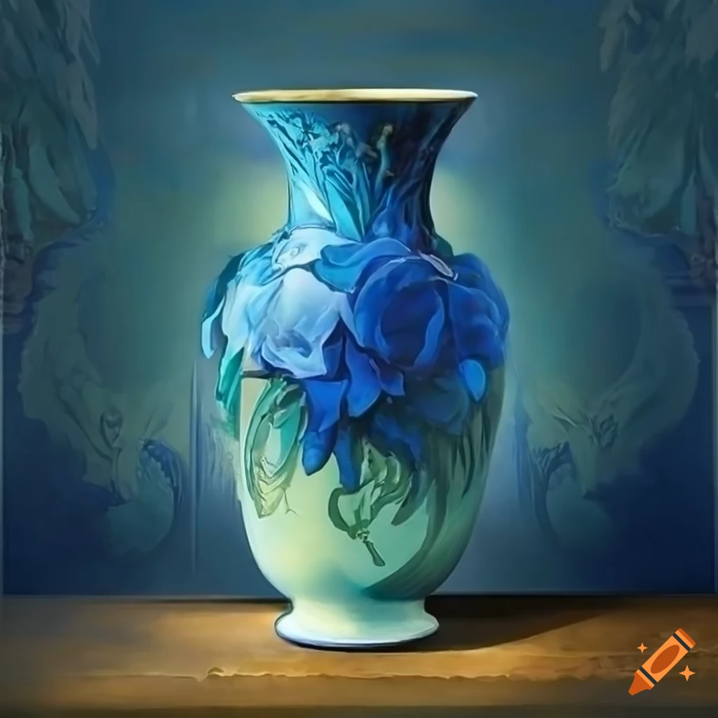 Art nouveau vase painting with intricate details on Craiyon