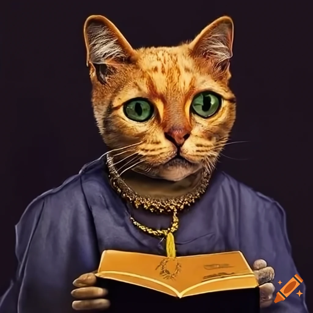 Cat resembling rza from wu-tang clan holding a book on Craiyon