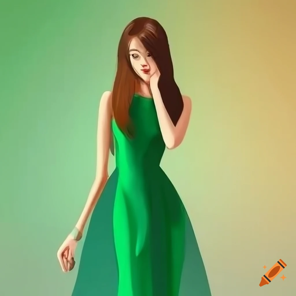 Woman wearing a green dress on Craiyon