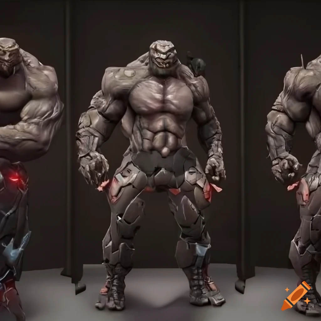 Sci-fi golem warrior with a war hammer