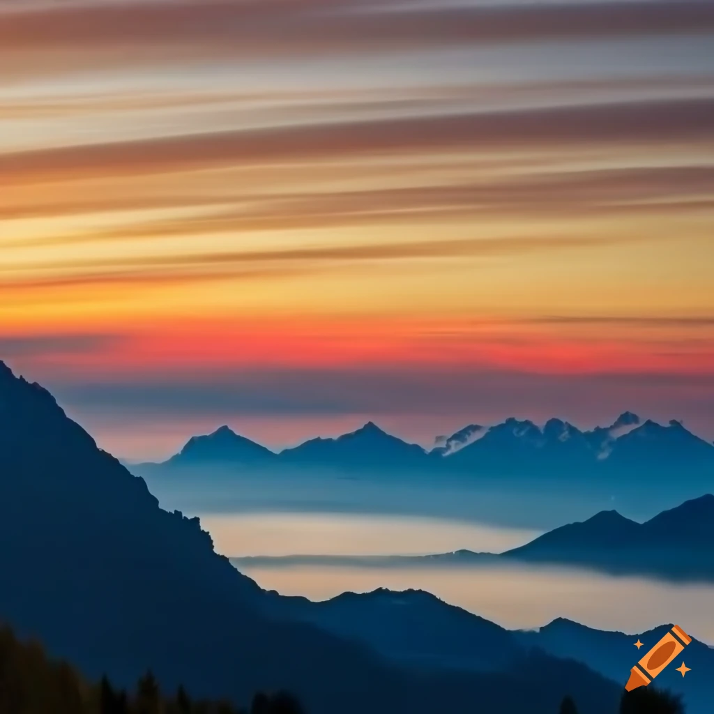Sunset in the Alps on Craiyon