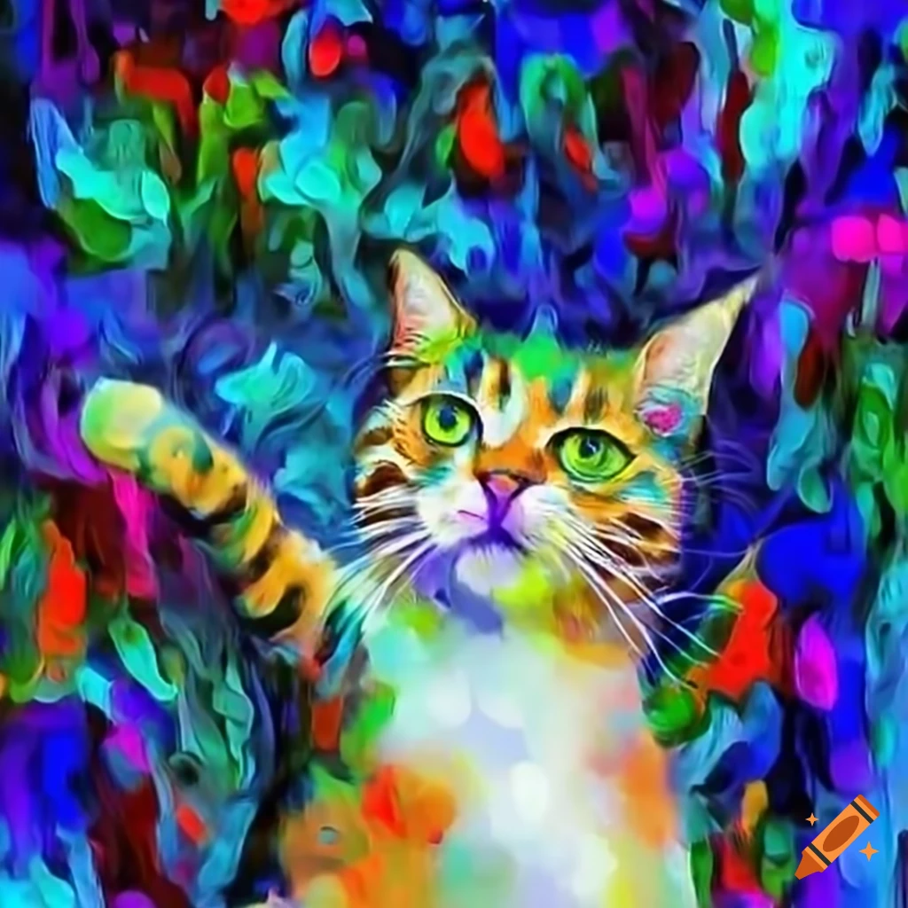 Cat celebrating with arms in the air on Craiyon