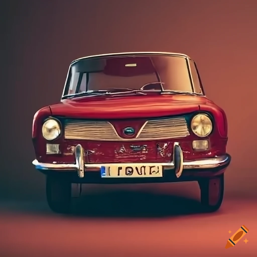 high quality photograph of a vintage Czech car in a backroom