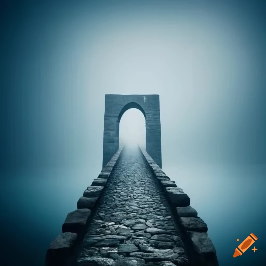 mysterious bridge surrounded by mist