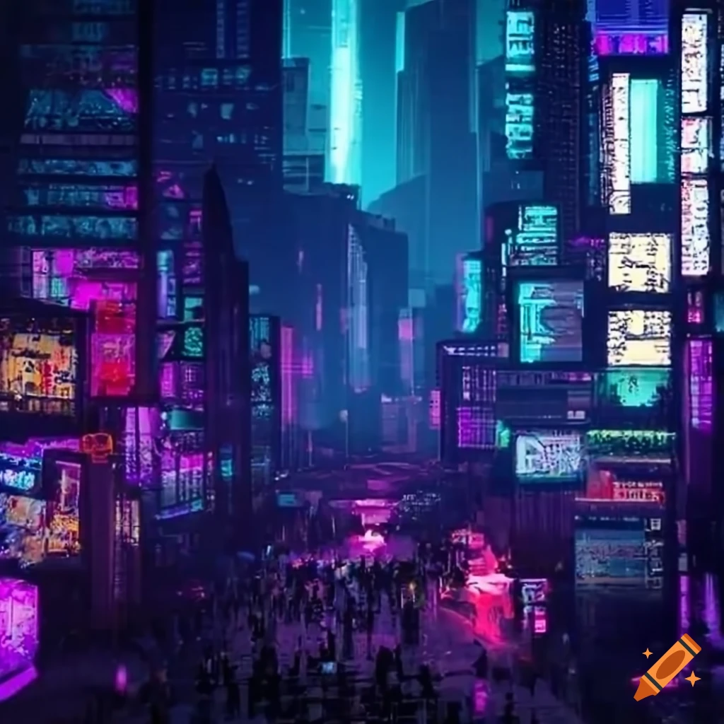 Abstract cyberpunk wallpaper with vibrant colors