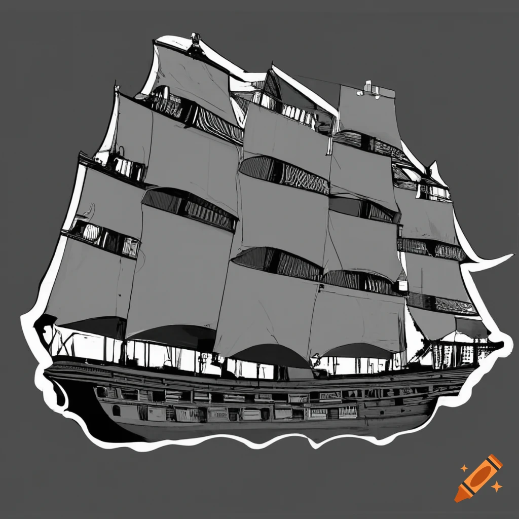 cargo ship clip art black and white