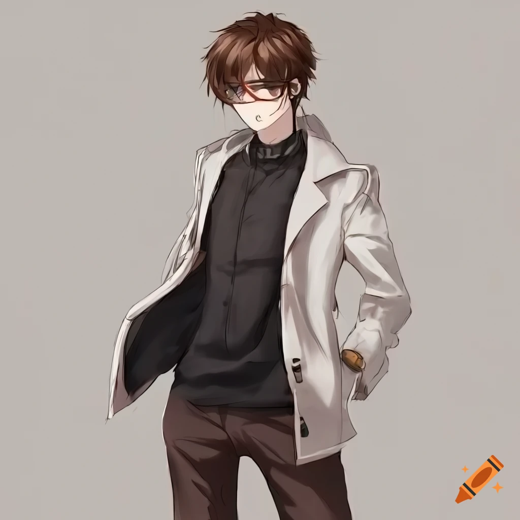 anime character with glasses and stylish outfit