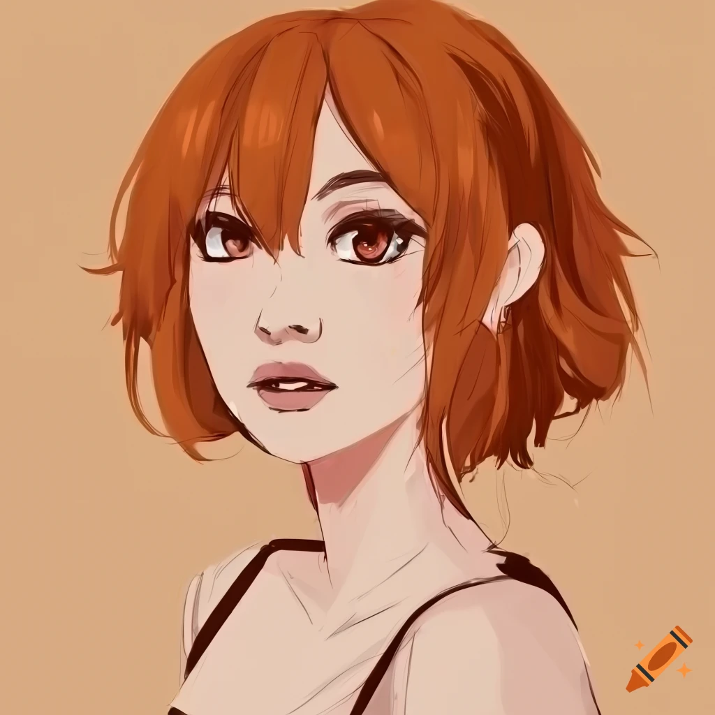 Sketch Of An Anime Girl With Mullet style Hair On Craiyon