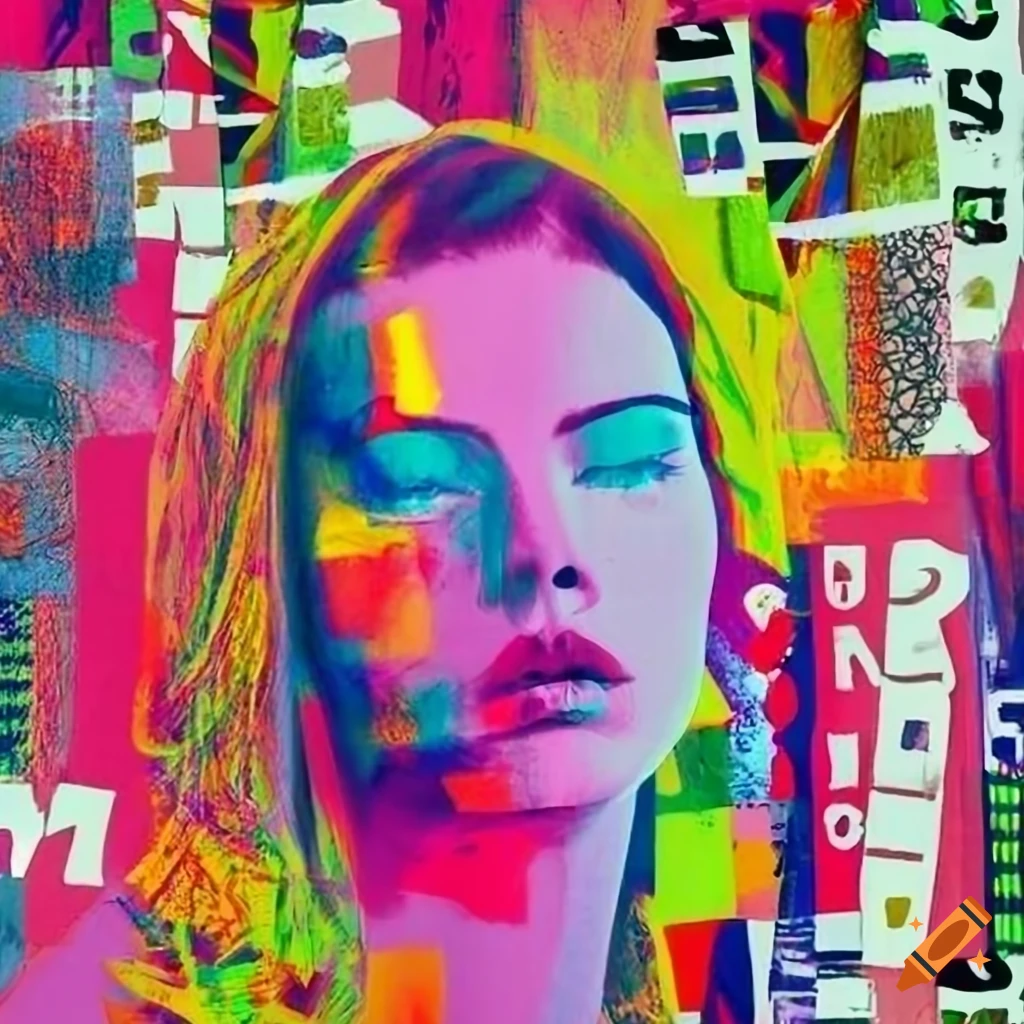 Surreal pop art portrait with spray paint and grunge aesthetic on Craiyon