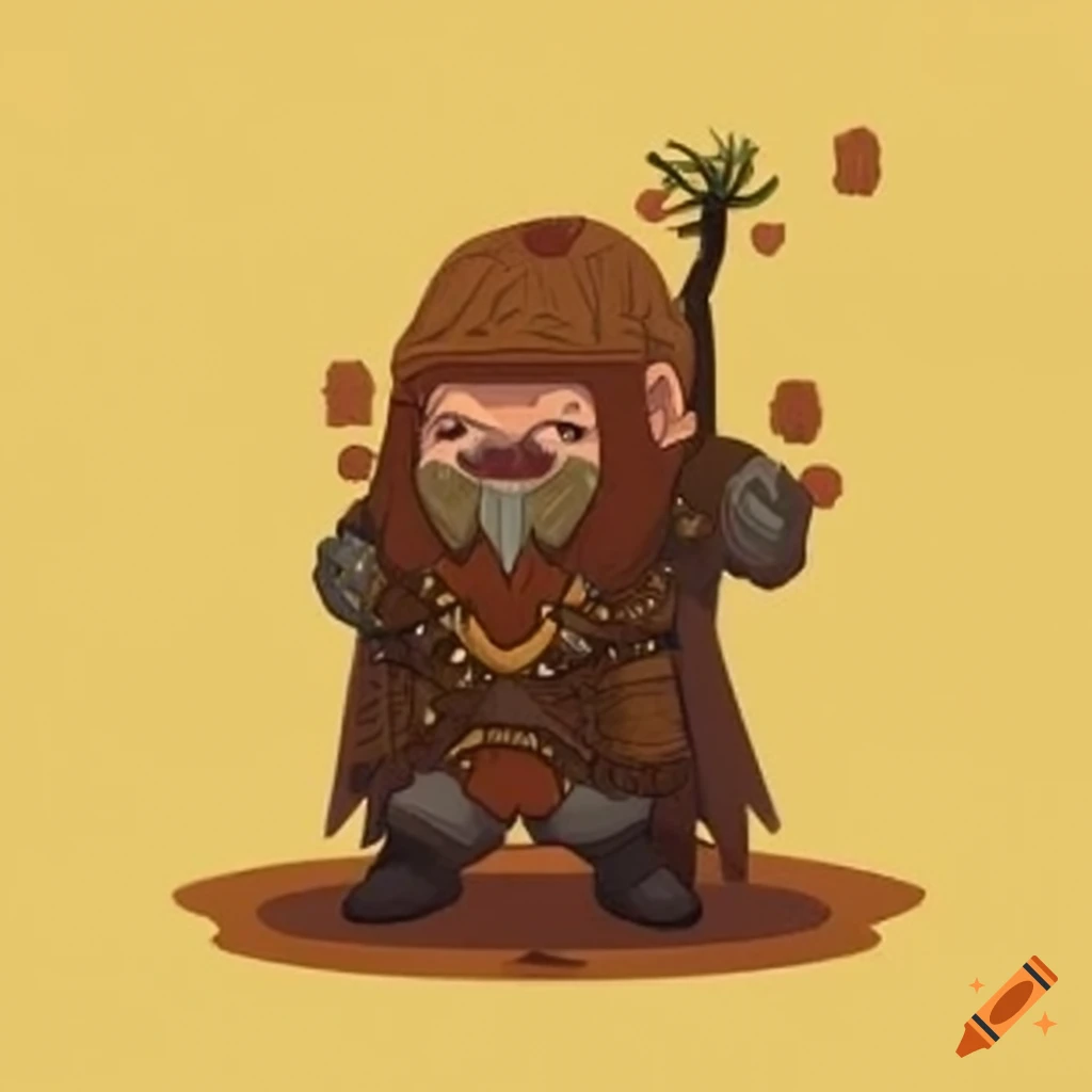 image of a dwarven druid with a tree growing from his backpack