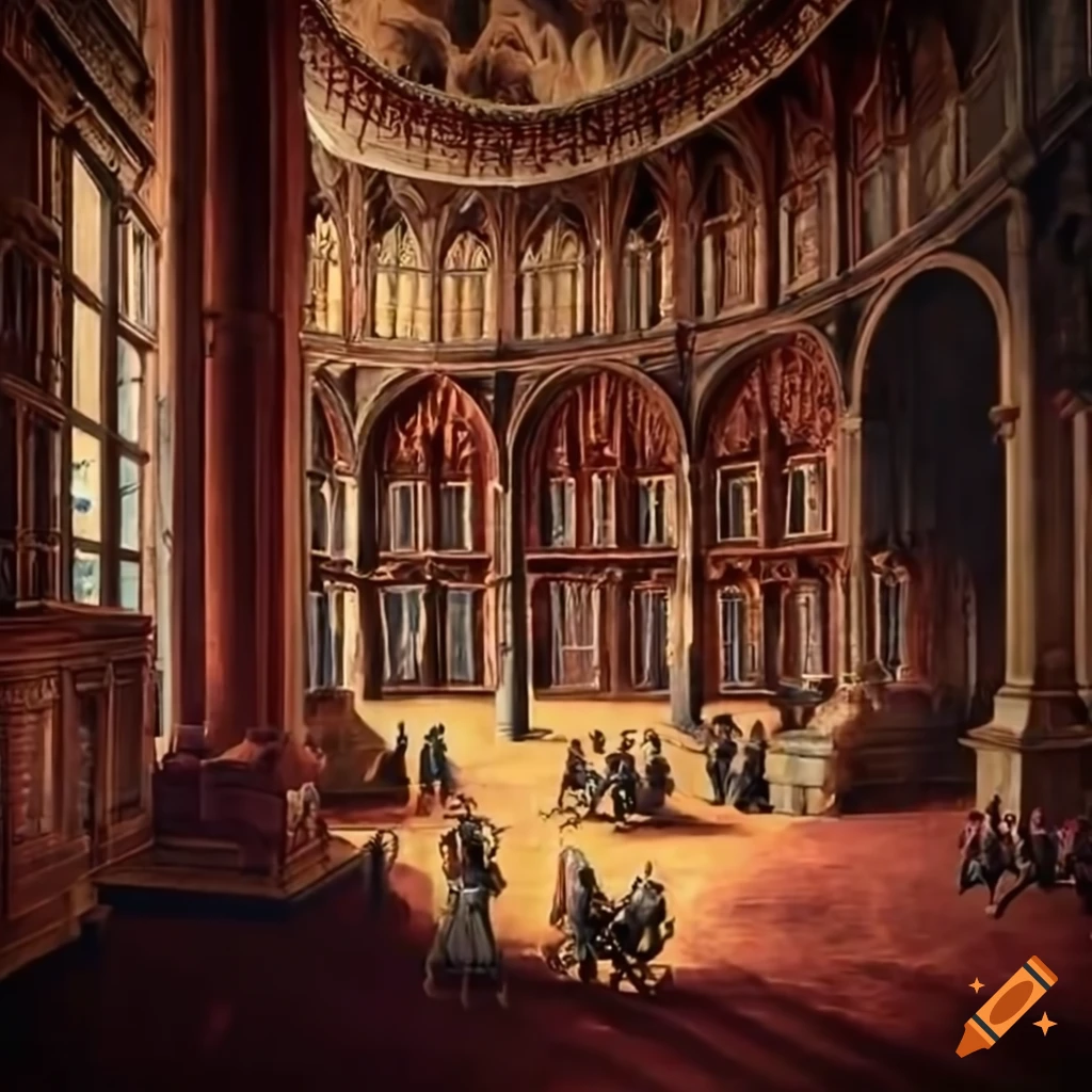 roller coaster inside a castle during a masquerade event