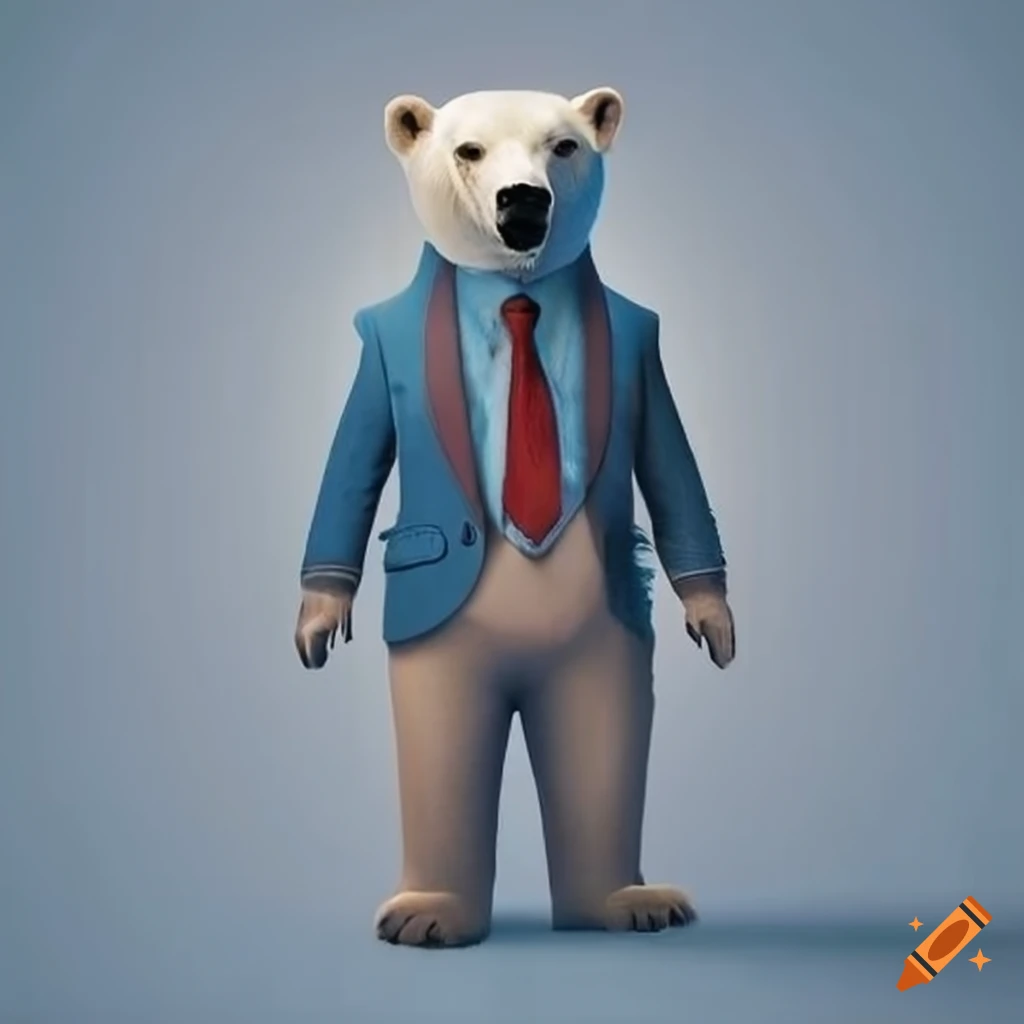 polar bear wearing a business suit
