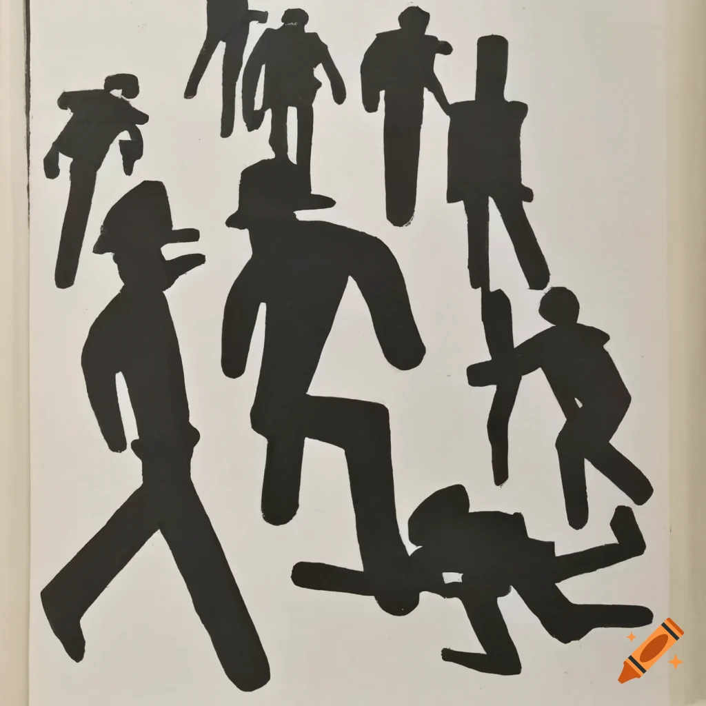 Caligraphic art depicting a riot on Craiyon
