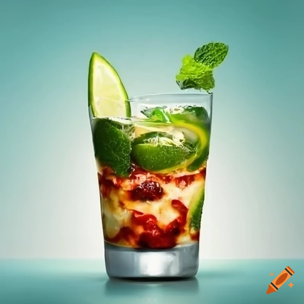refreshing mojito with a delicious lasagna