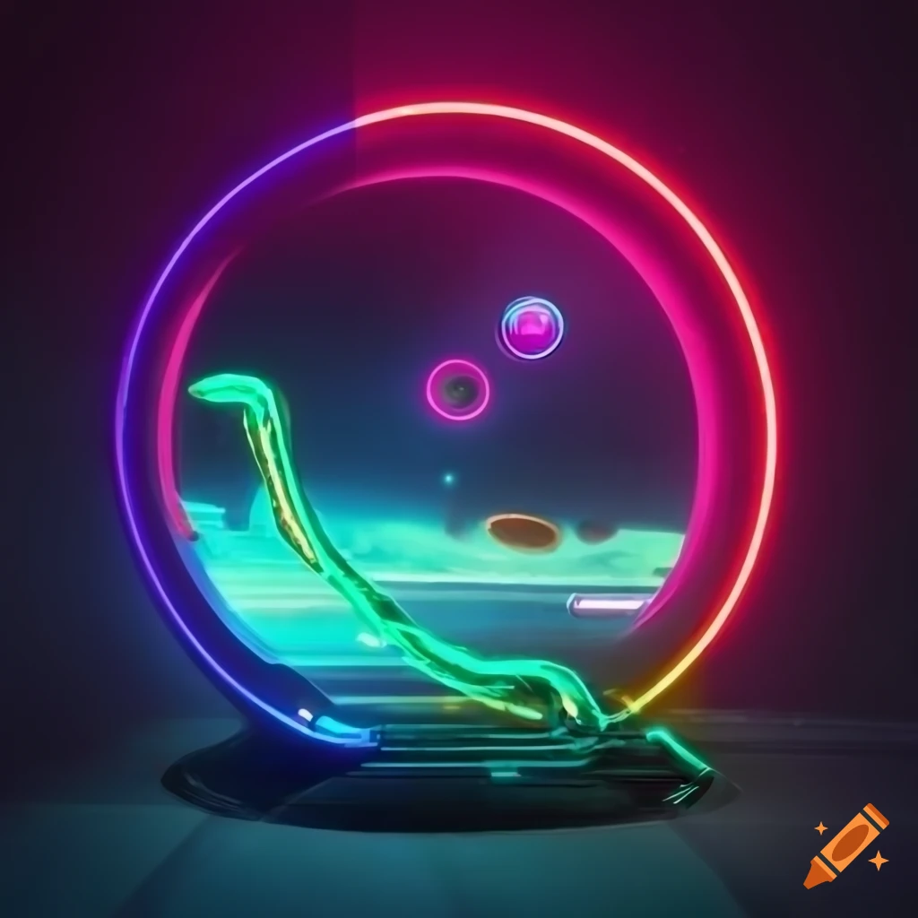 Neon spaceships in outer space on craiyon