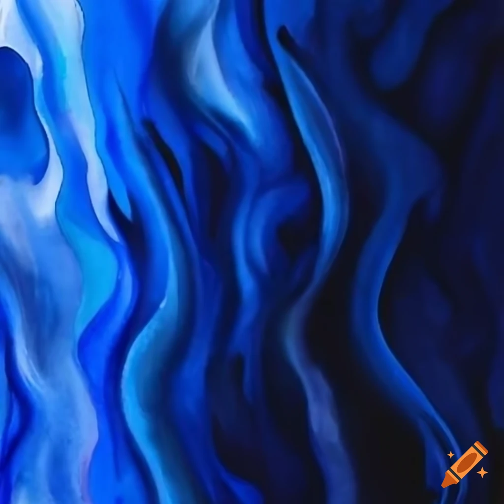 Watercolor brushes creating black, blue, and fire patterns on Craiyon