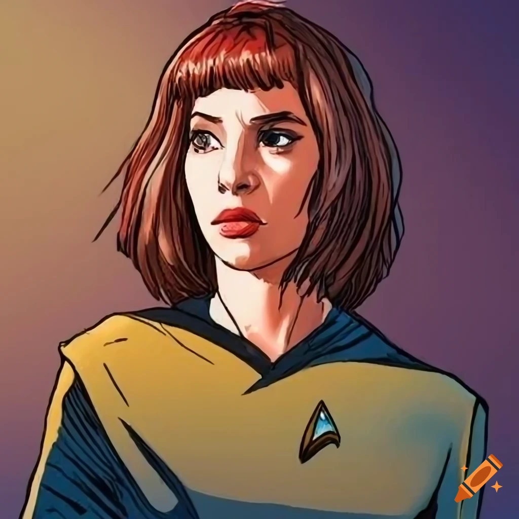 Cartoon depiction of maya hawke as captain of the starship enterprise ...