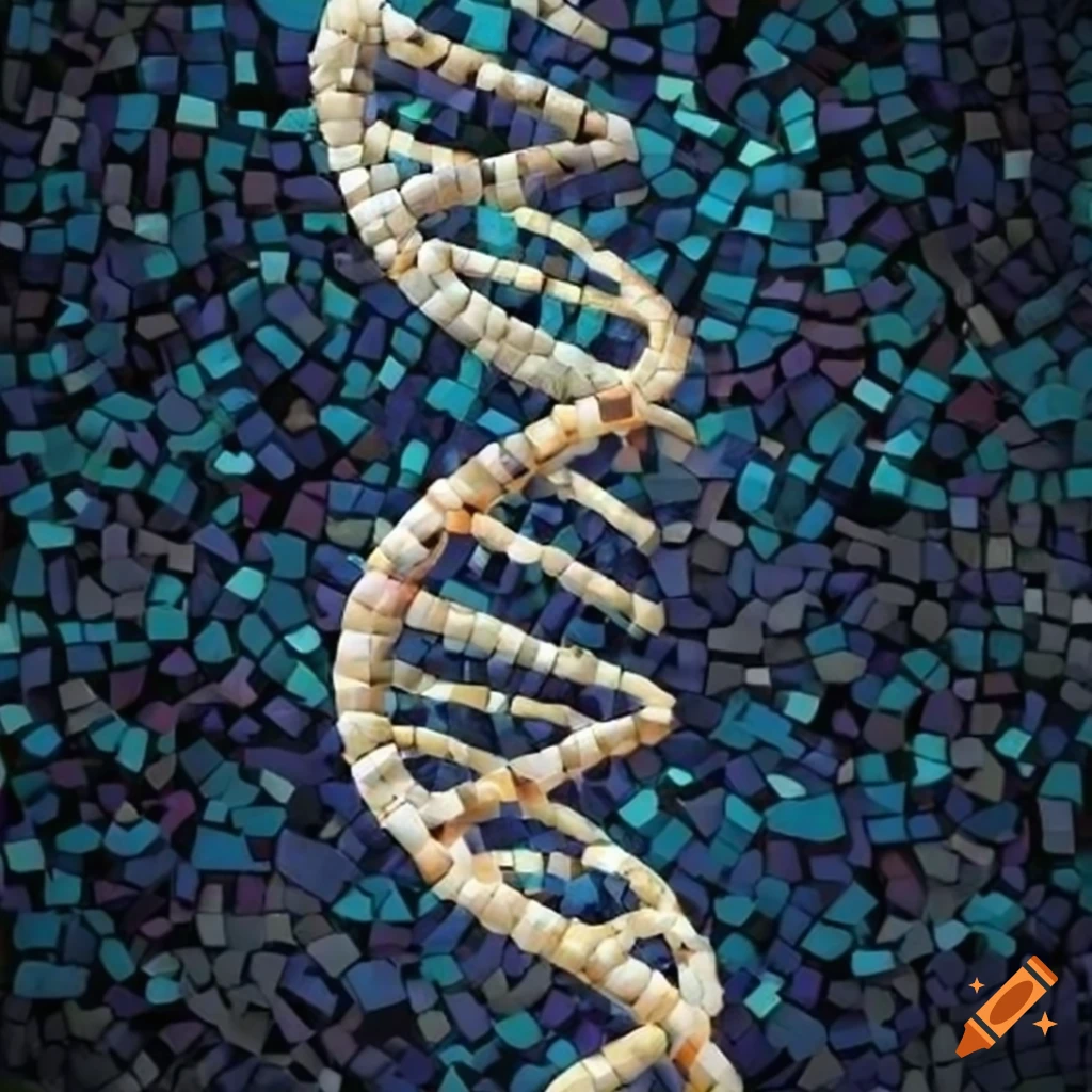 Mosaic art of DNA double helix on Craiyon