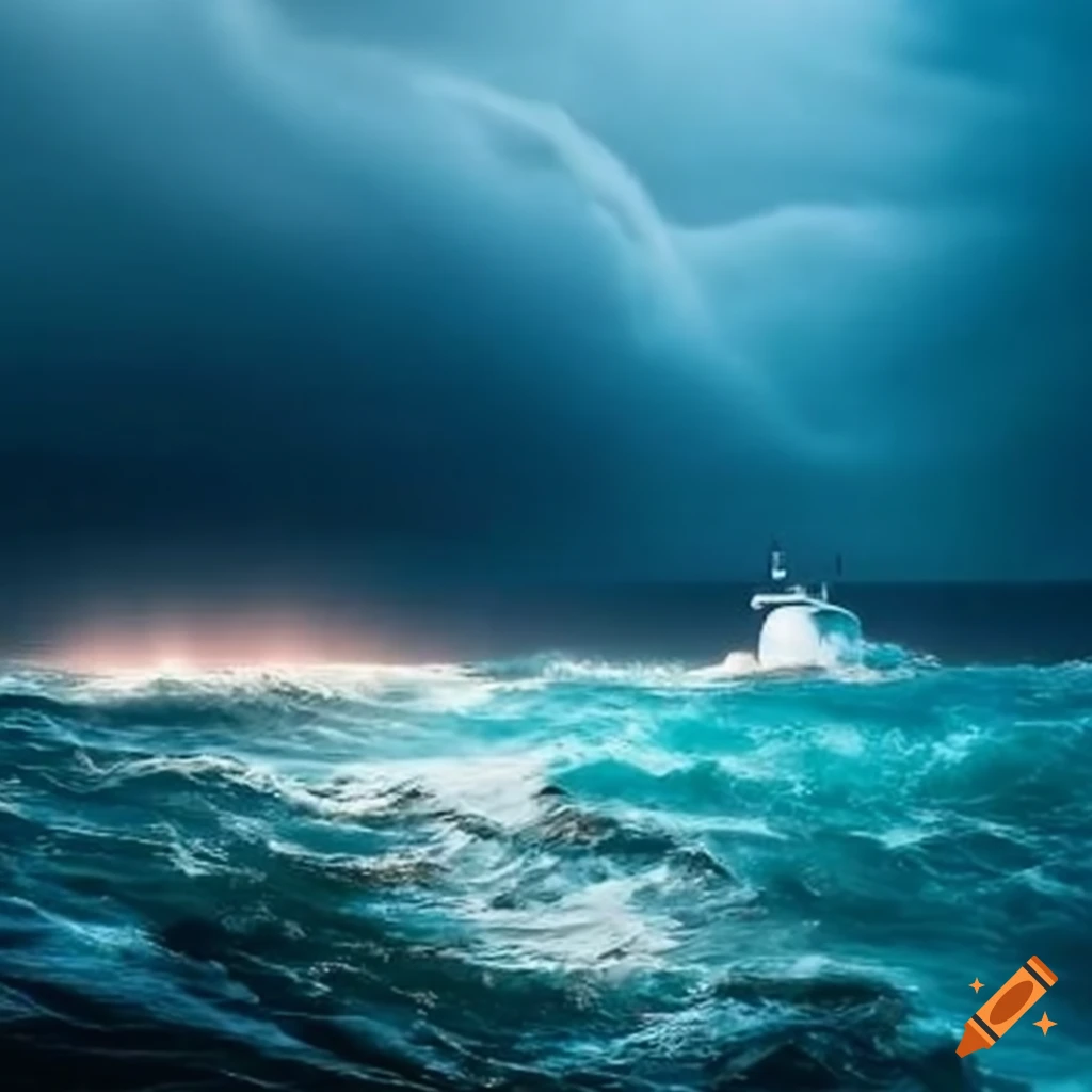 Yacht sailing through stormy seas