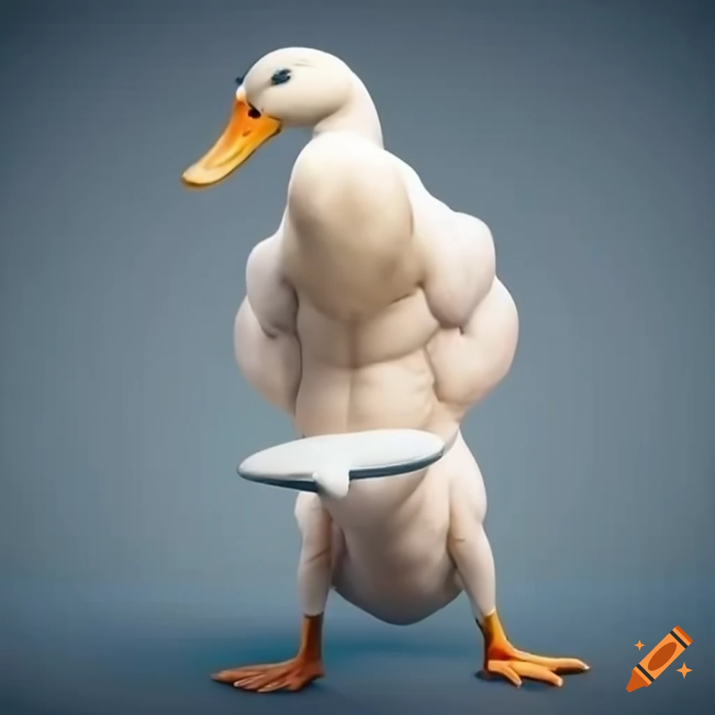 muscular white duck working out