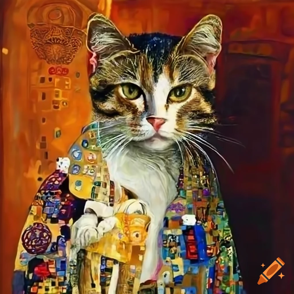 D.o. from exo holding a cat in a gustav klimt style on Craiyon