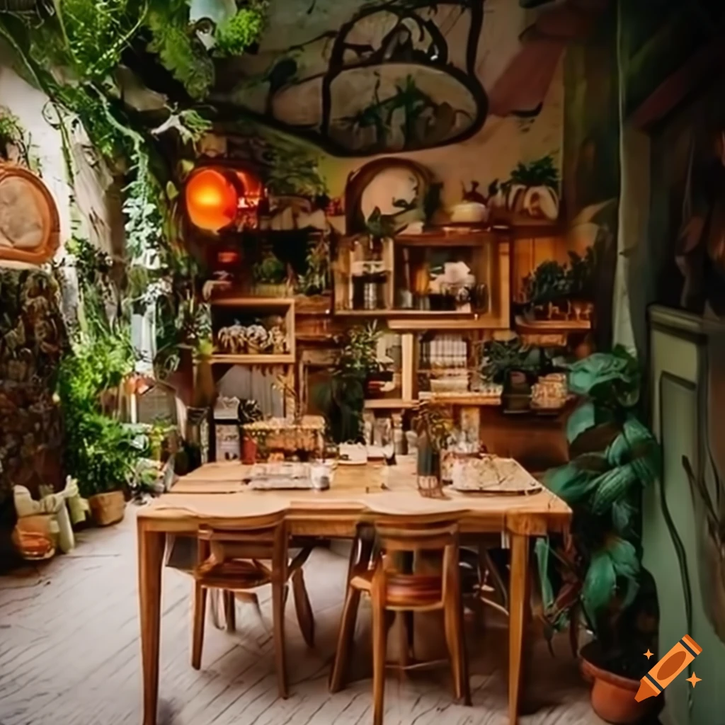 dragon-themed small cafe in a city