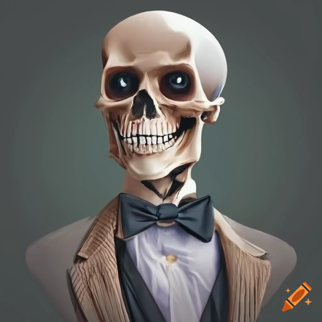 Formally dressed skeleton with bowtie on Craiyon