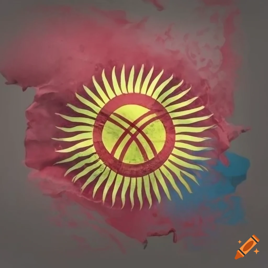 Kyrgyzstan flag in trash polka style on Craiyon