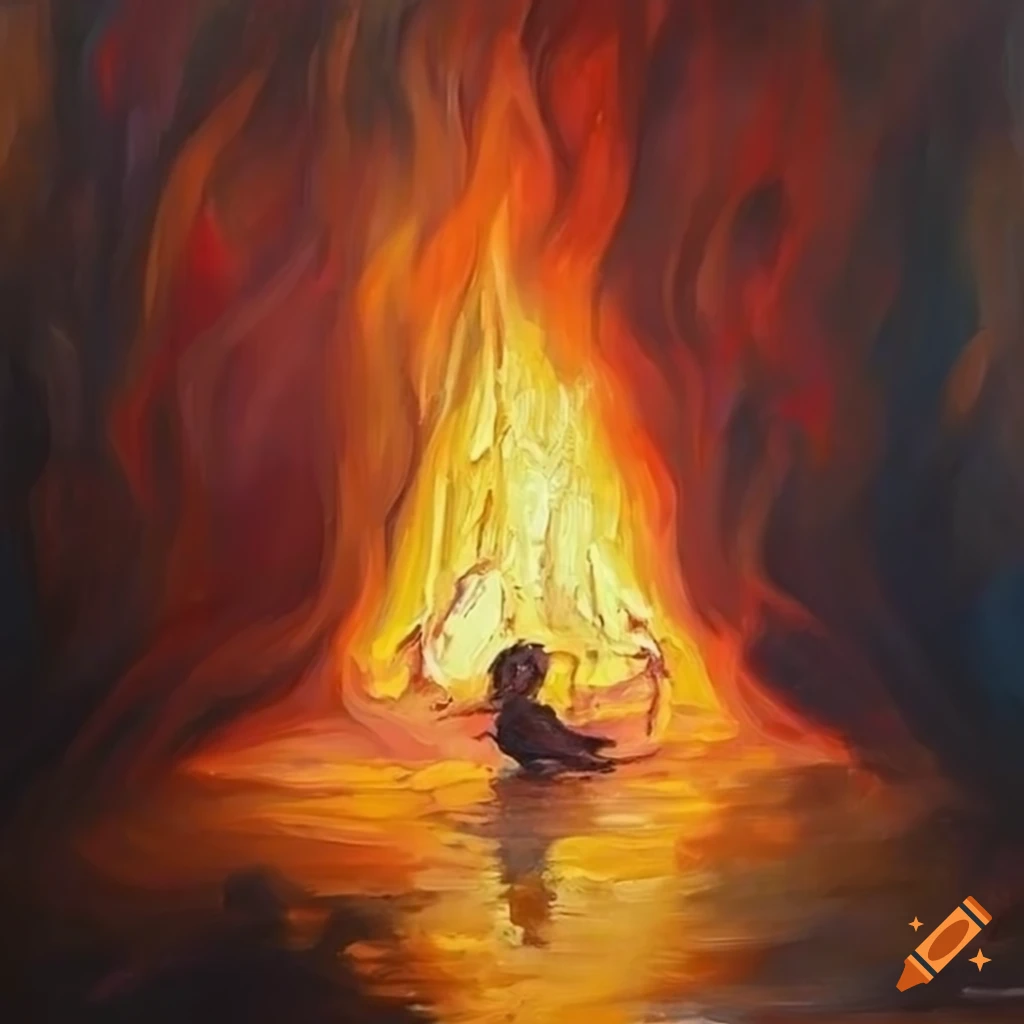 captivating oil painting of a mother by the fireplace