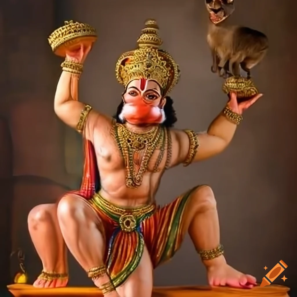 depiction of Lord Hanuman showcasing strength