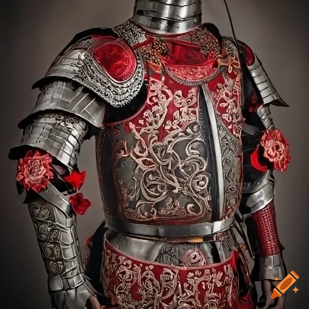 Engraved armor with futuristic and medieval elements