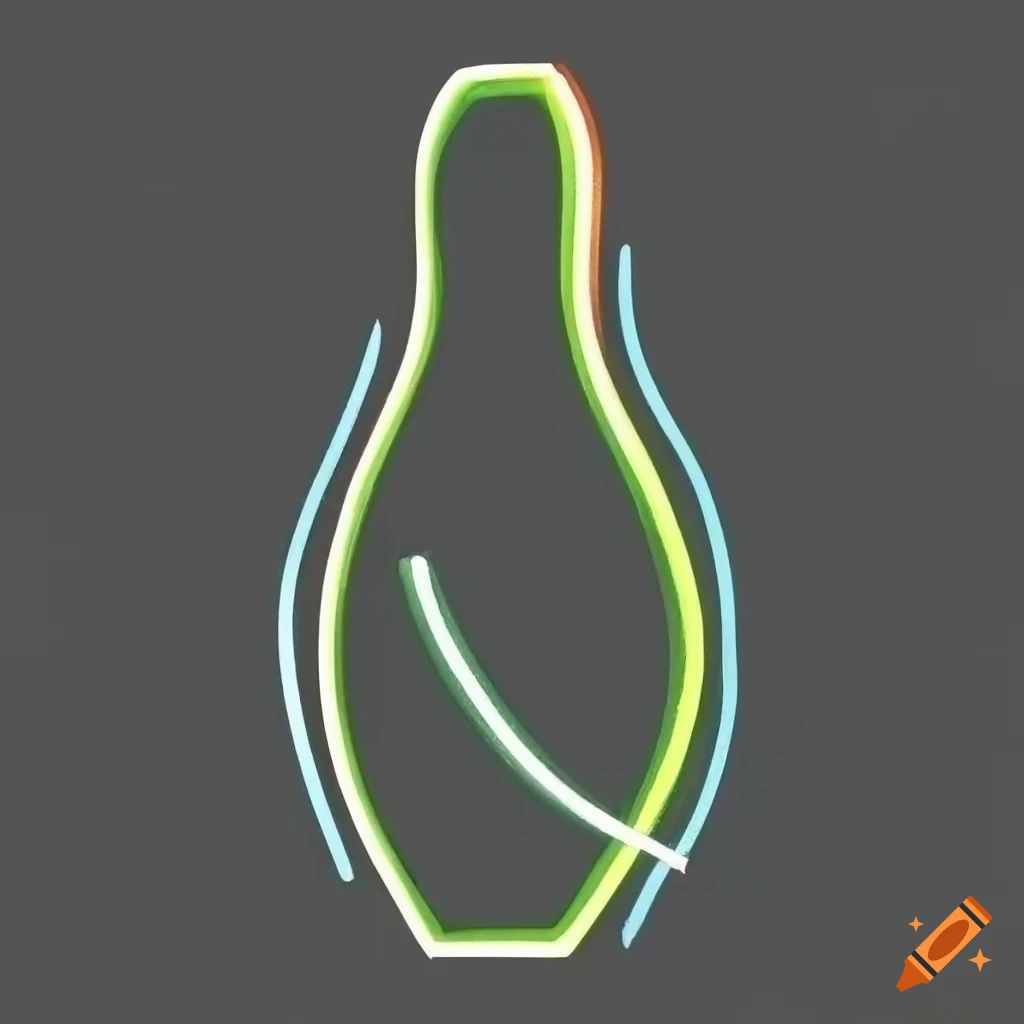 Neon sketch of a bowling pin on black background on Craiyon