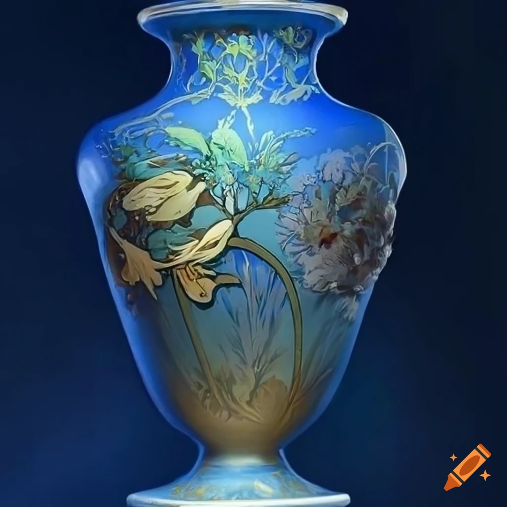 Photoreal art nouveau style painting of a vase on Craiyon