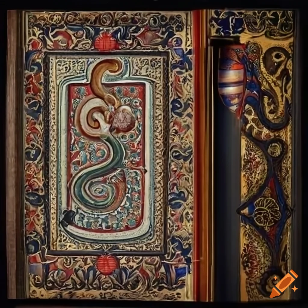 Illuminated manuscript with serpent, snail, and bird